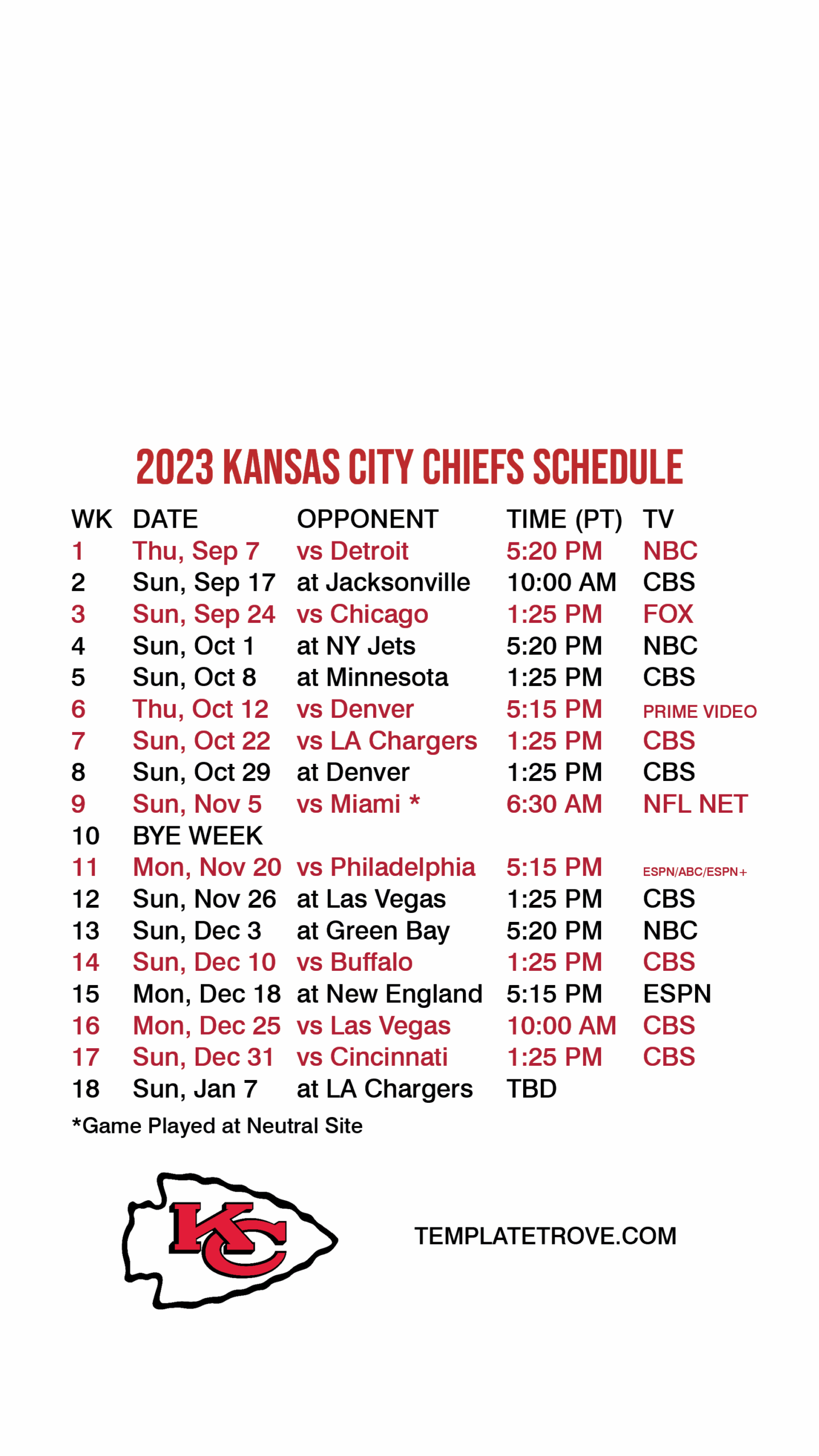2023 2024 Kansas City Chiefs Lock Screen Schedule For IPhone 6 7 8 Plus