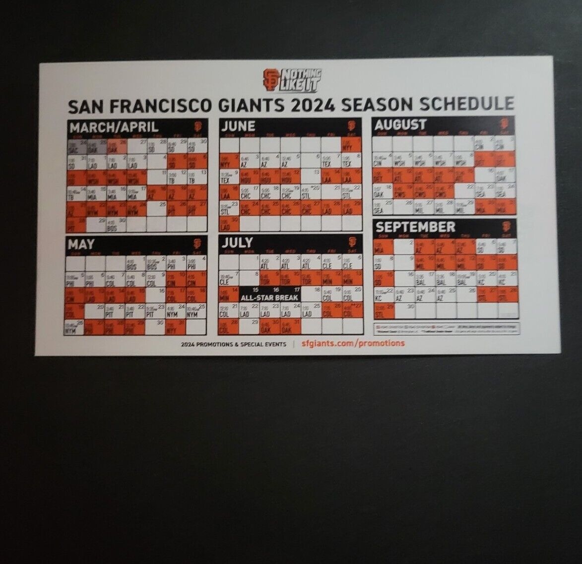  2024 San Francisco Giants Baseball Schedule Card Logan Webb New EBay