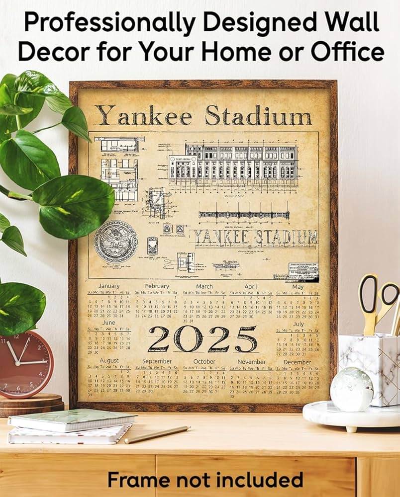 Amazon 2025 Calendar Yankee Stadium Of New York Blueprints 11x14 Unframed Calendar Art Print Great Gift And Decor For Sports Bar And Baseball Fans Under 15 Handmade Products