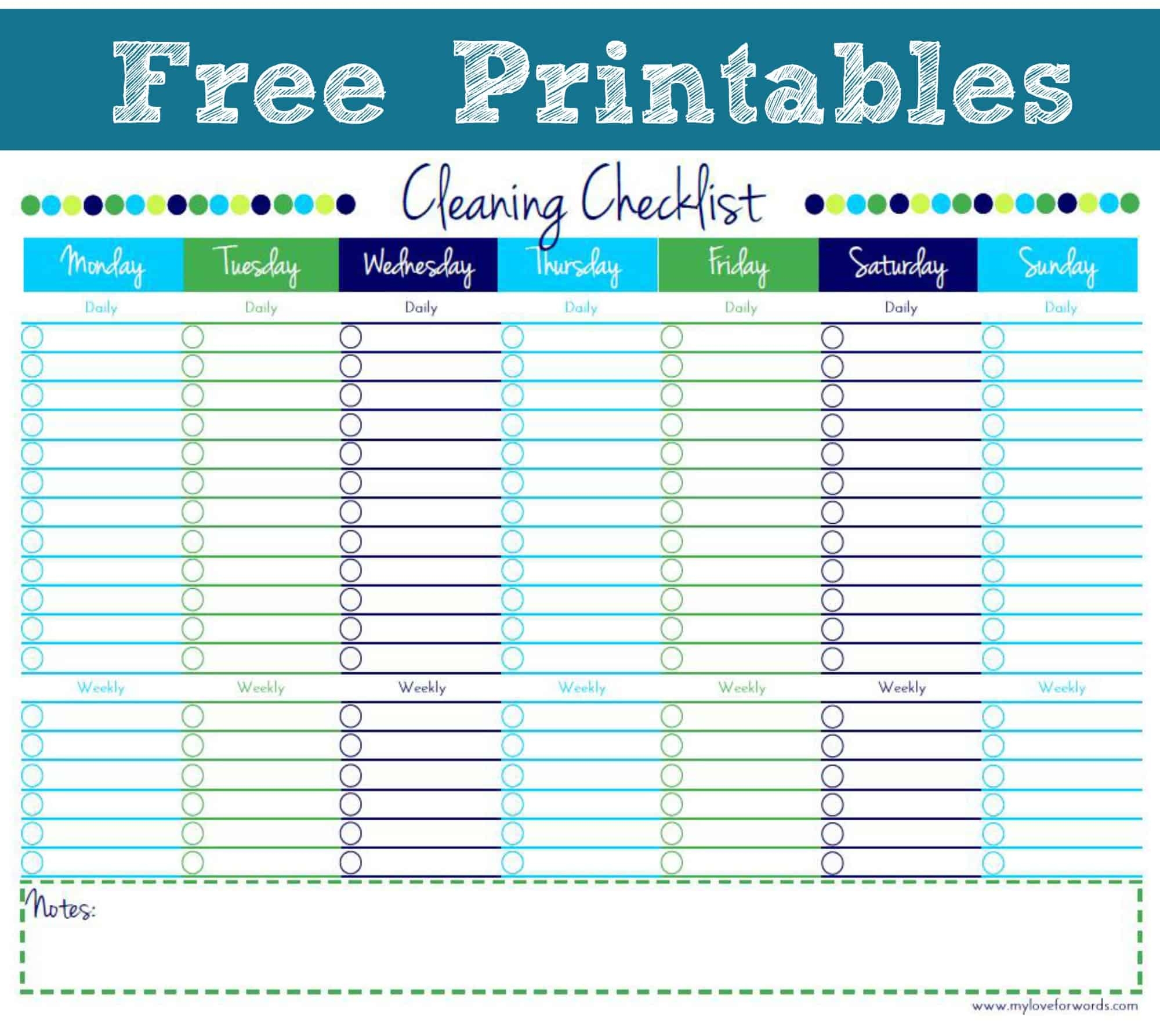 Free Printable Cleaning Schedule