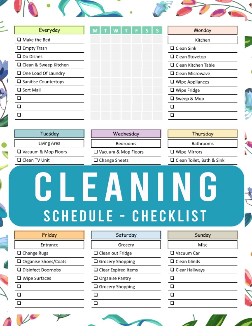Flylady Cleaning Schedule Printable