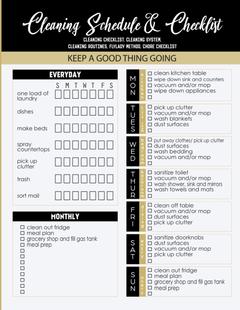 Cleaning Schedule Checklist FLYLADY This Helps Break Down Tasks Into Manageable Chunks To Help With The Overwhelm Of Housekeeping Art Print Amazon de Books
