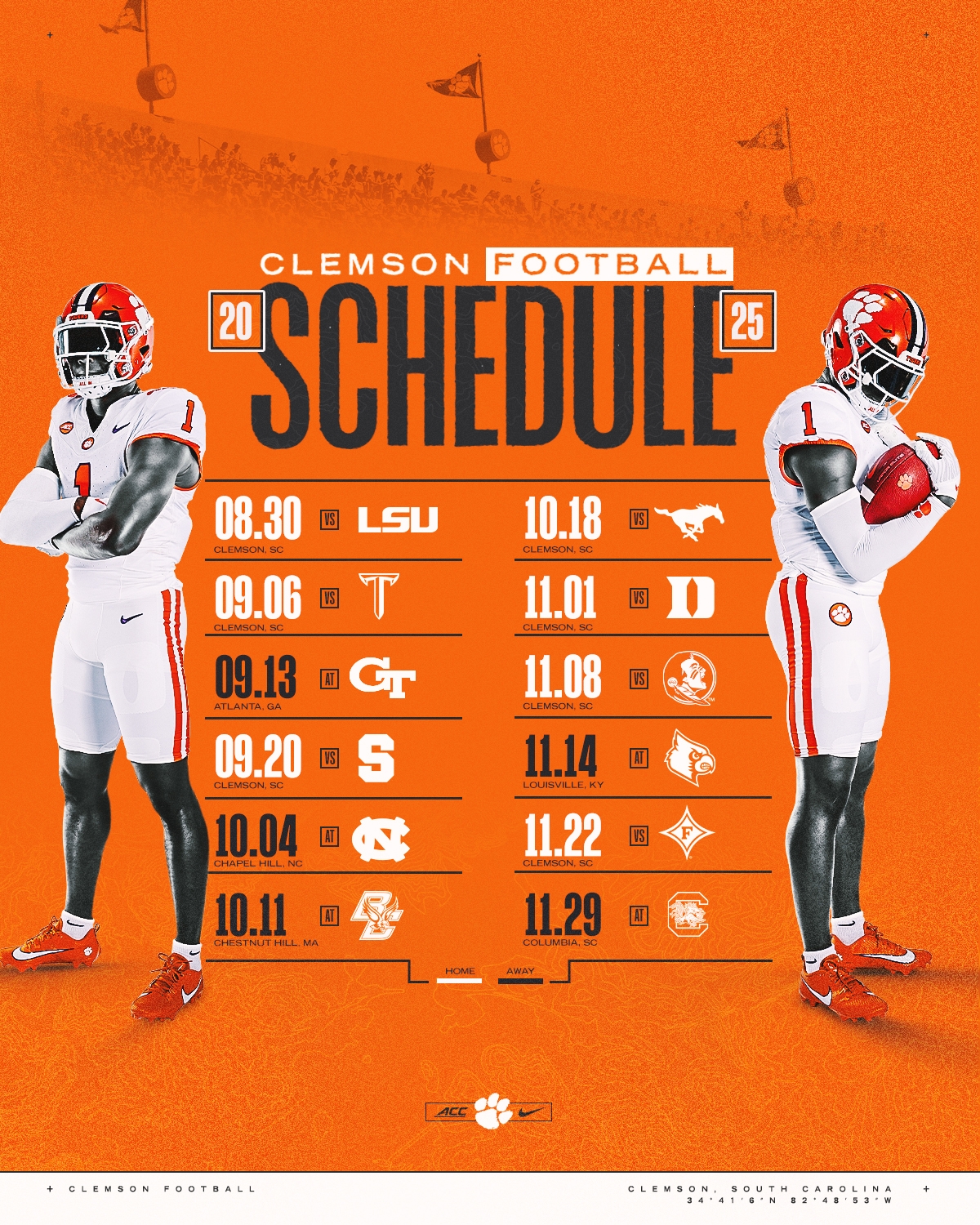 Clemson Announces 2025 Football Schedule Clemson Tigers Official Athletics Site