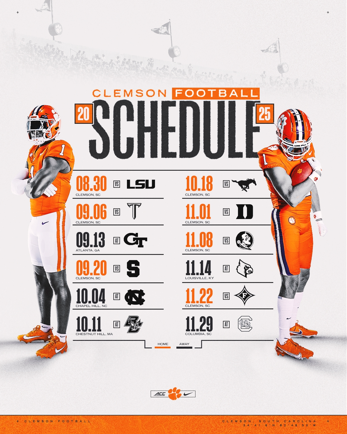 Clemson Announces 2025 Football Schedule Clemson Tigers Official Athletics Site