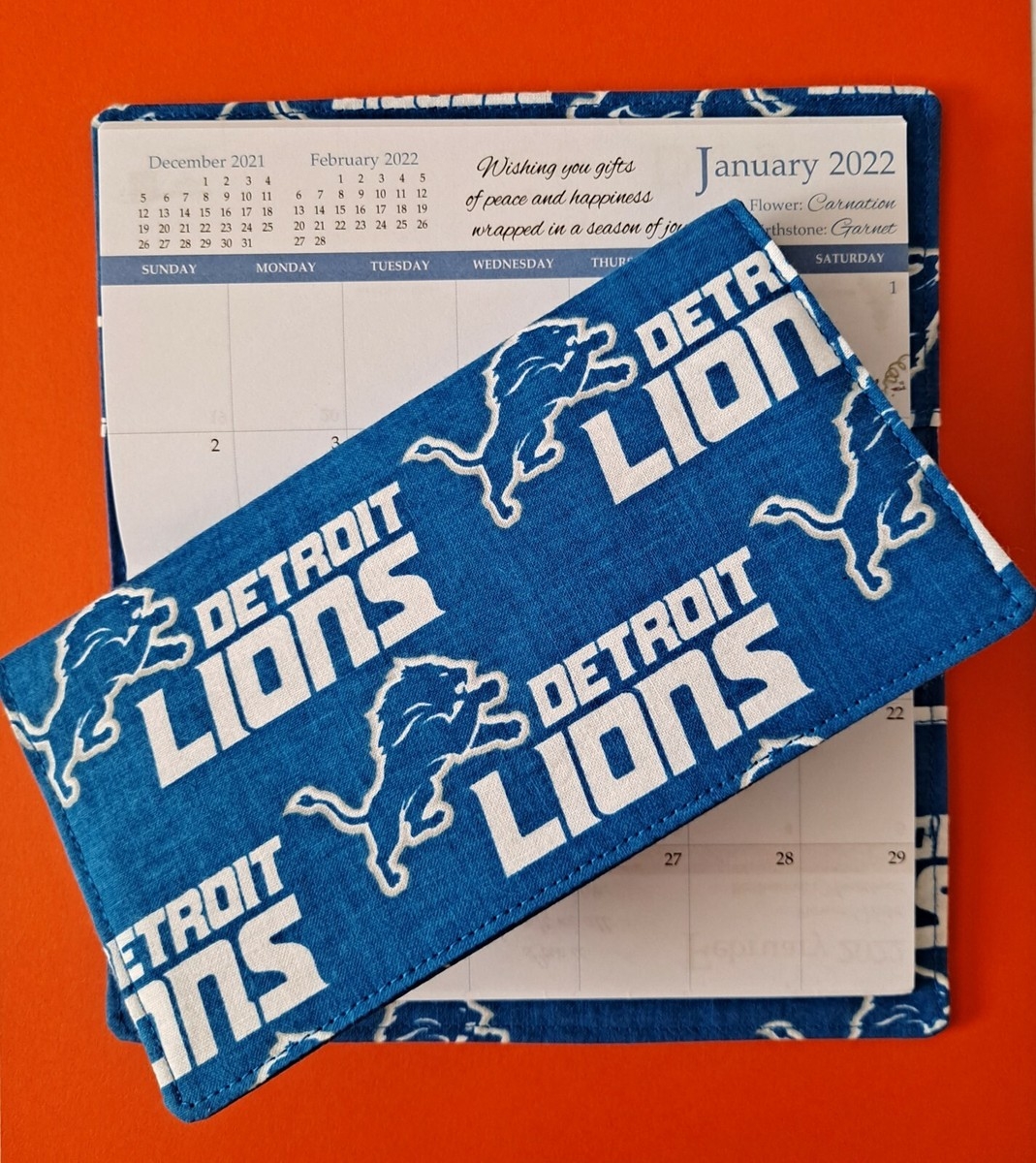 Cotton Fabric NFL Detroit Lions 2025 26 Pocket Calendar Appointment Book EBay