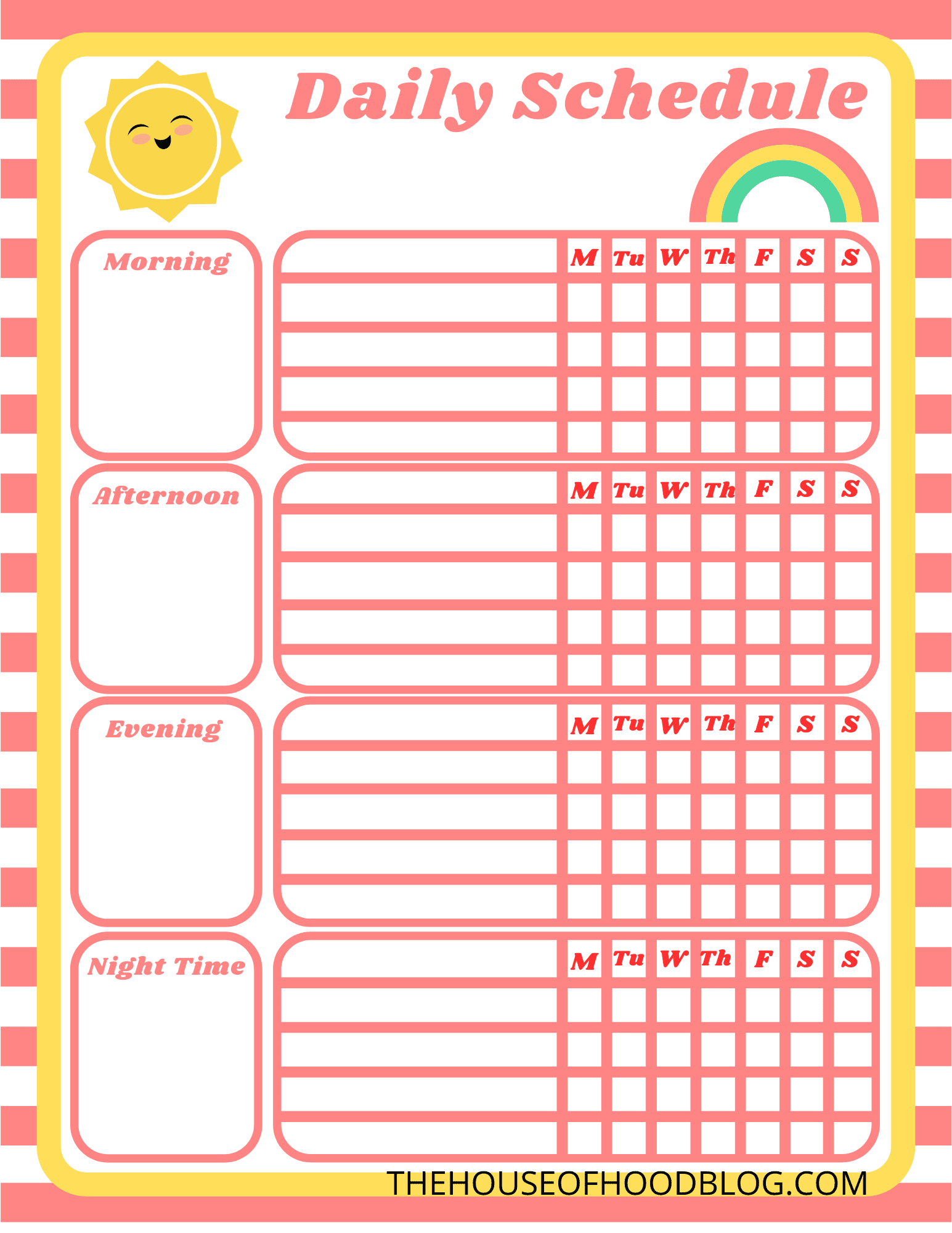 Daily Schedule For Toddlers Printable