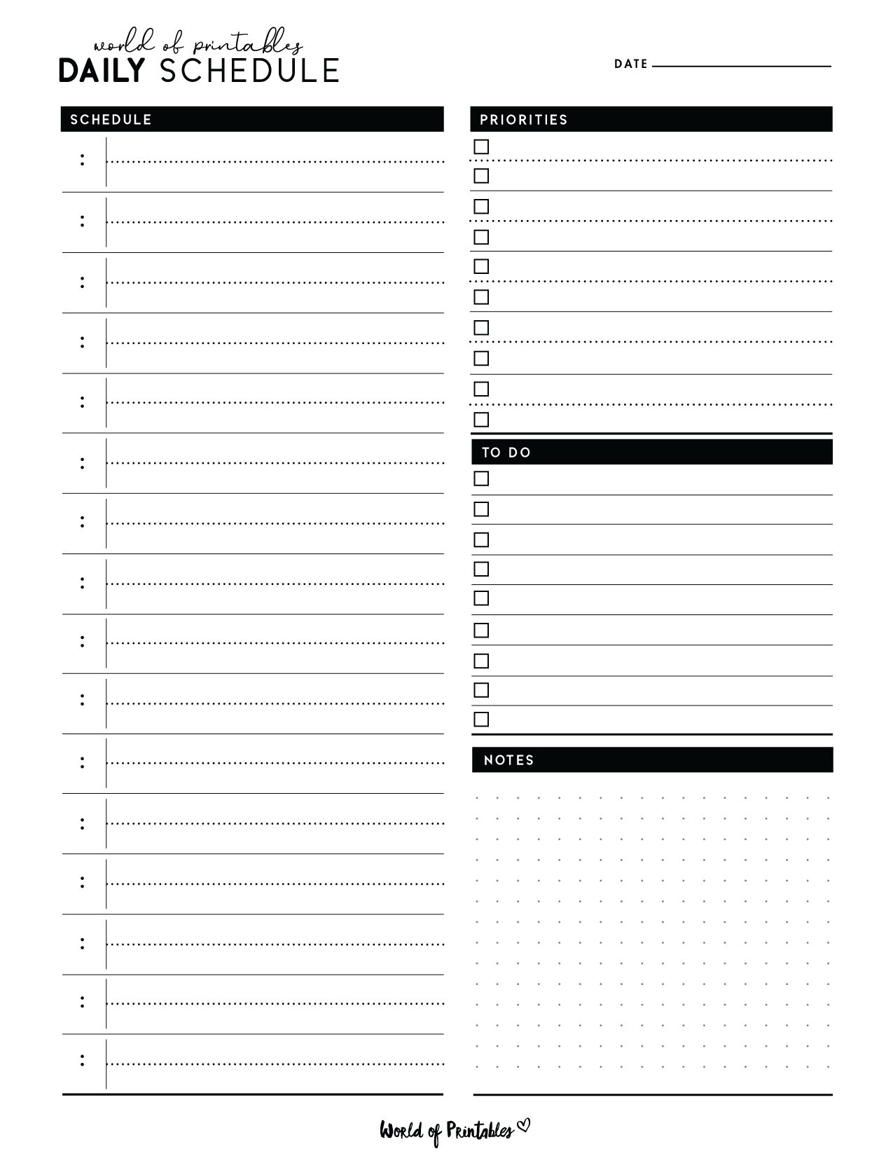 Schedules Printable