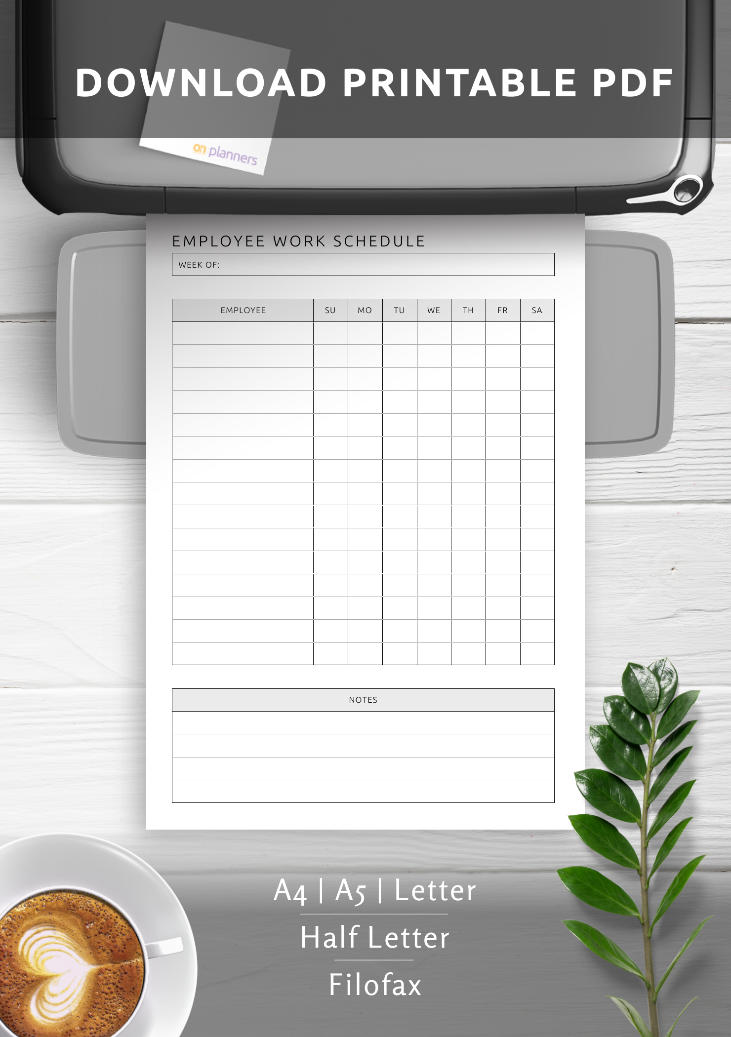 Work Schedule Template Printable