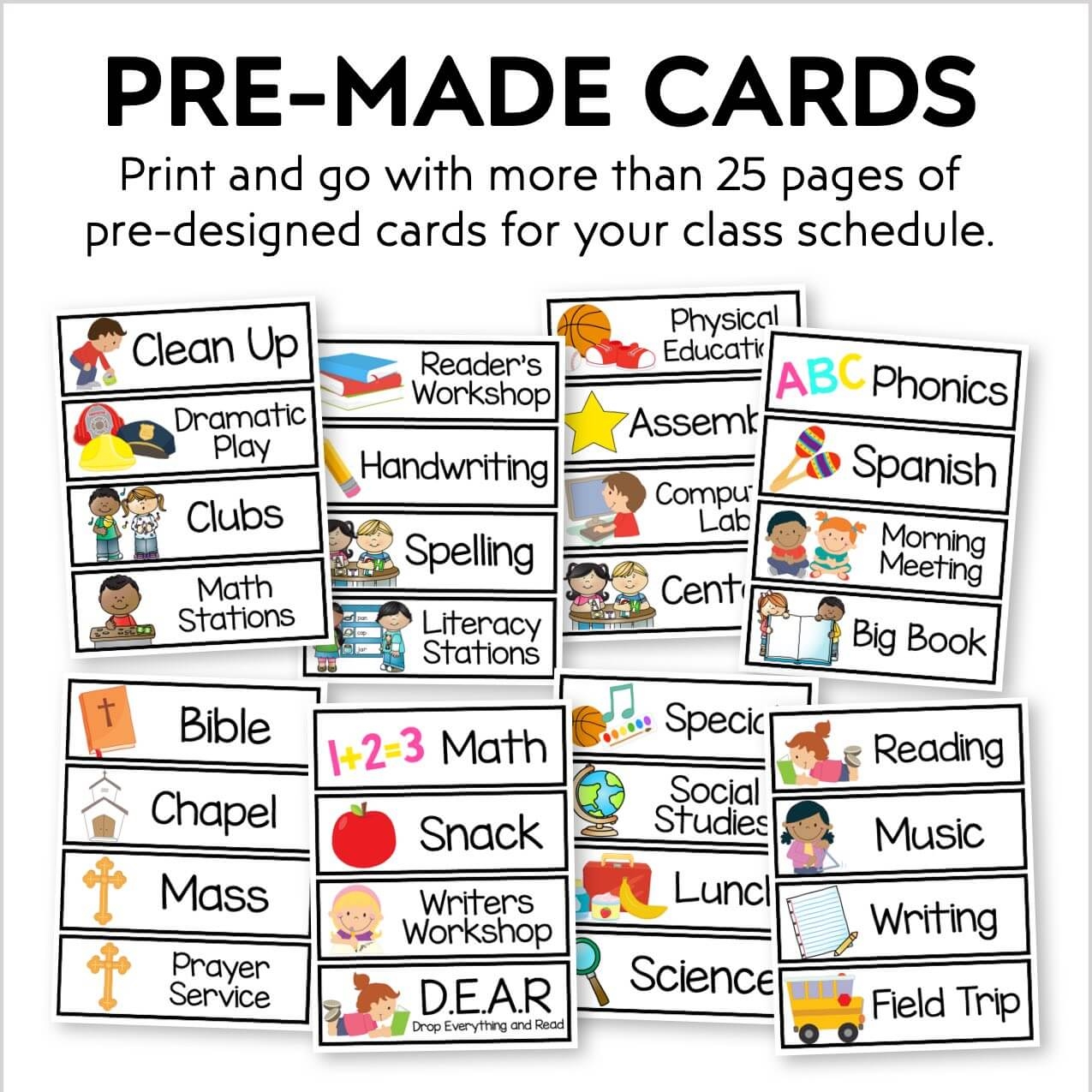 Editable Schedule Cards Daily Schedule Kinder Craze