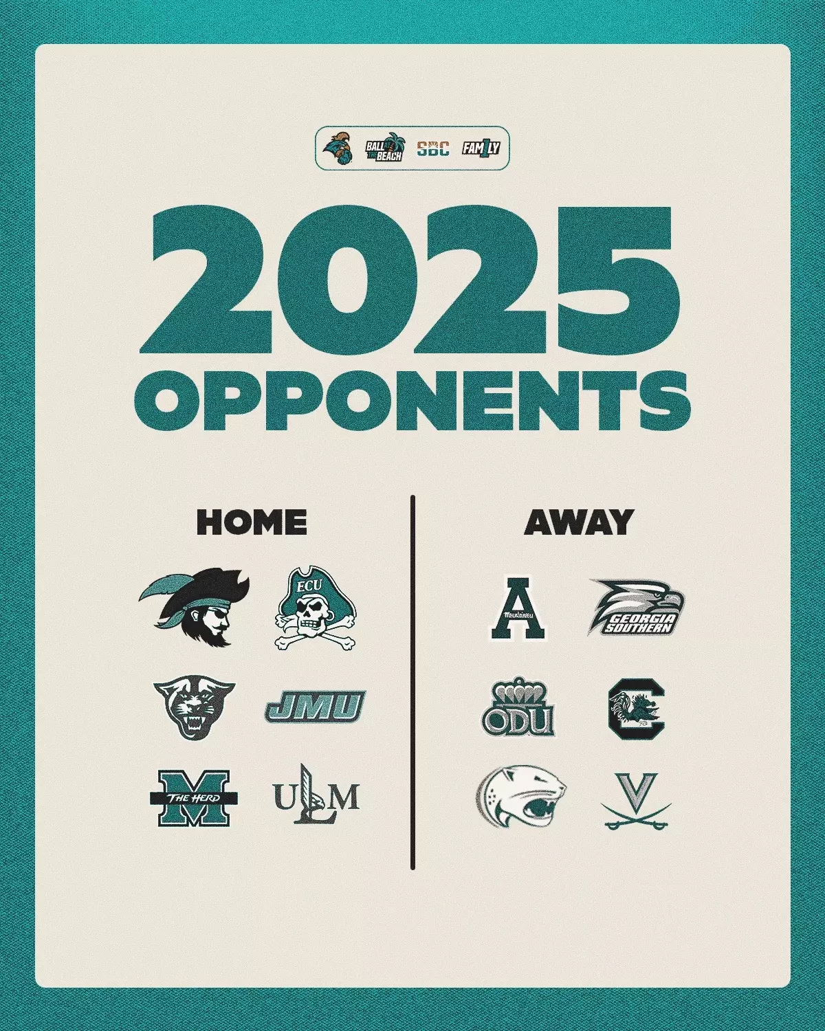 Football Announces 2025 Opponents Coastal Carolina University Athletics