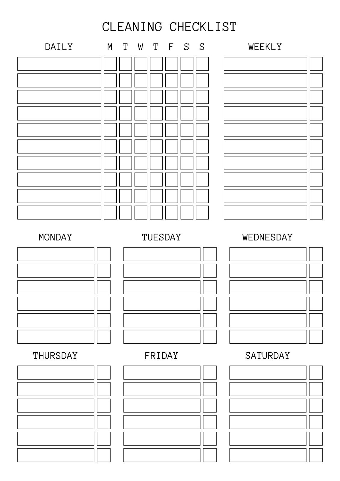 Daily Weekly Monthly Cleaning Schedule Printable