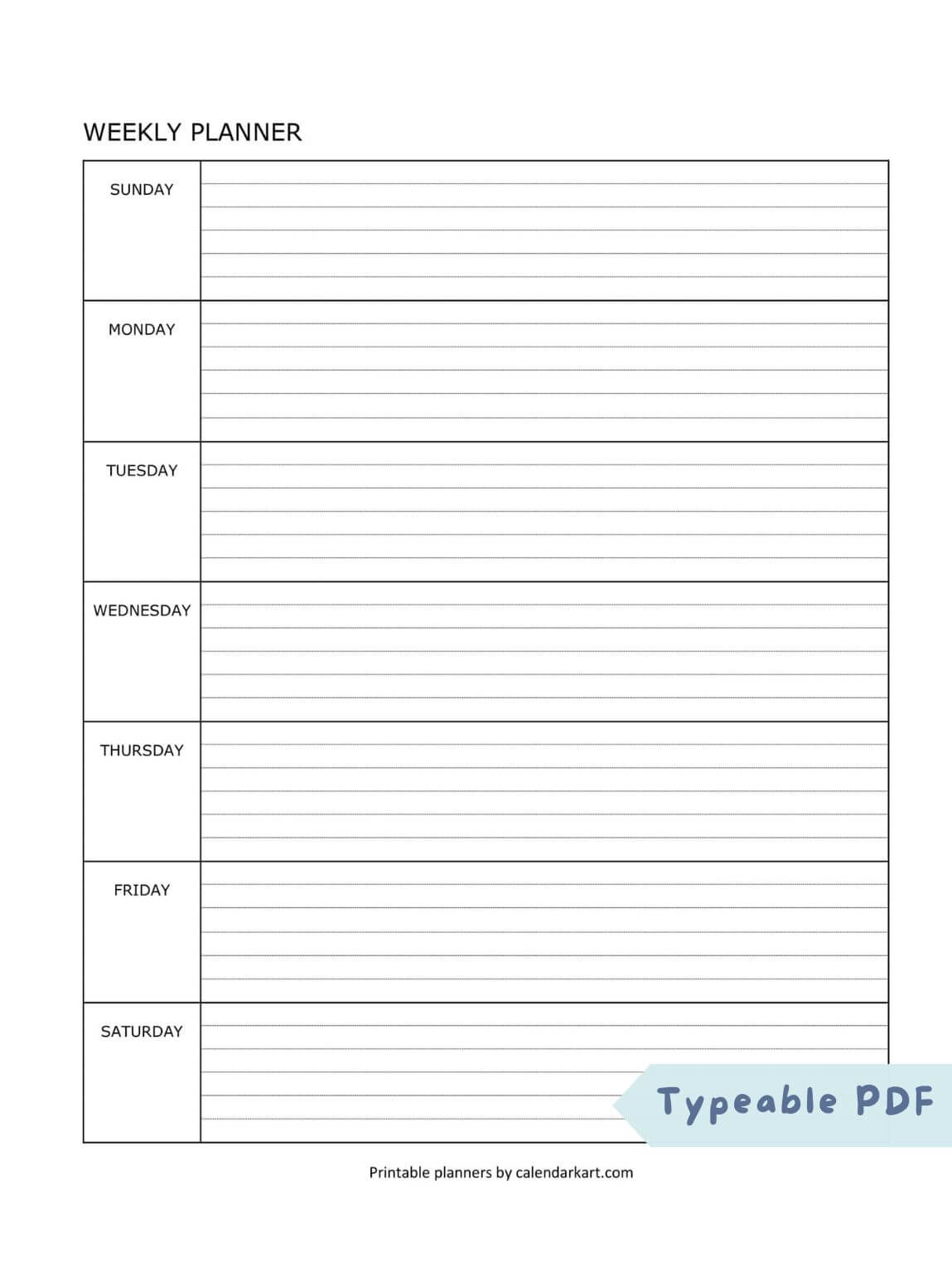 Free Printable Weekly Planner Templates CalendarKart