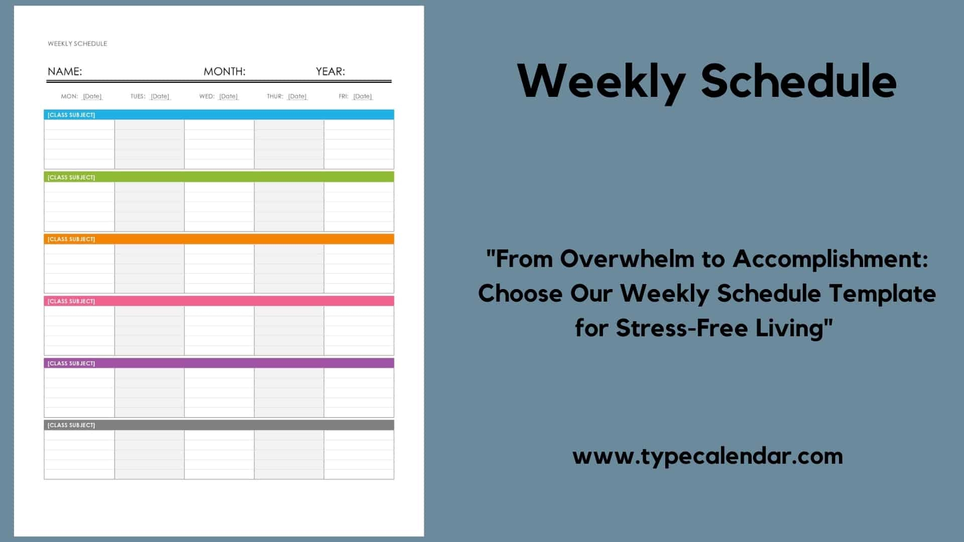 Free Printable Weekly Schedule Templates Excel PDF Word 