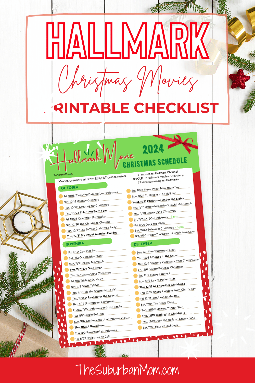 Hallmark Christmas Movie 2024 Schedule Checklist Free Printable TheSuburbanMom