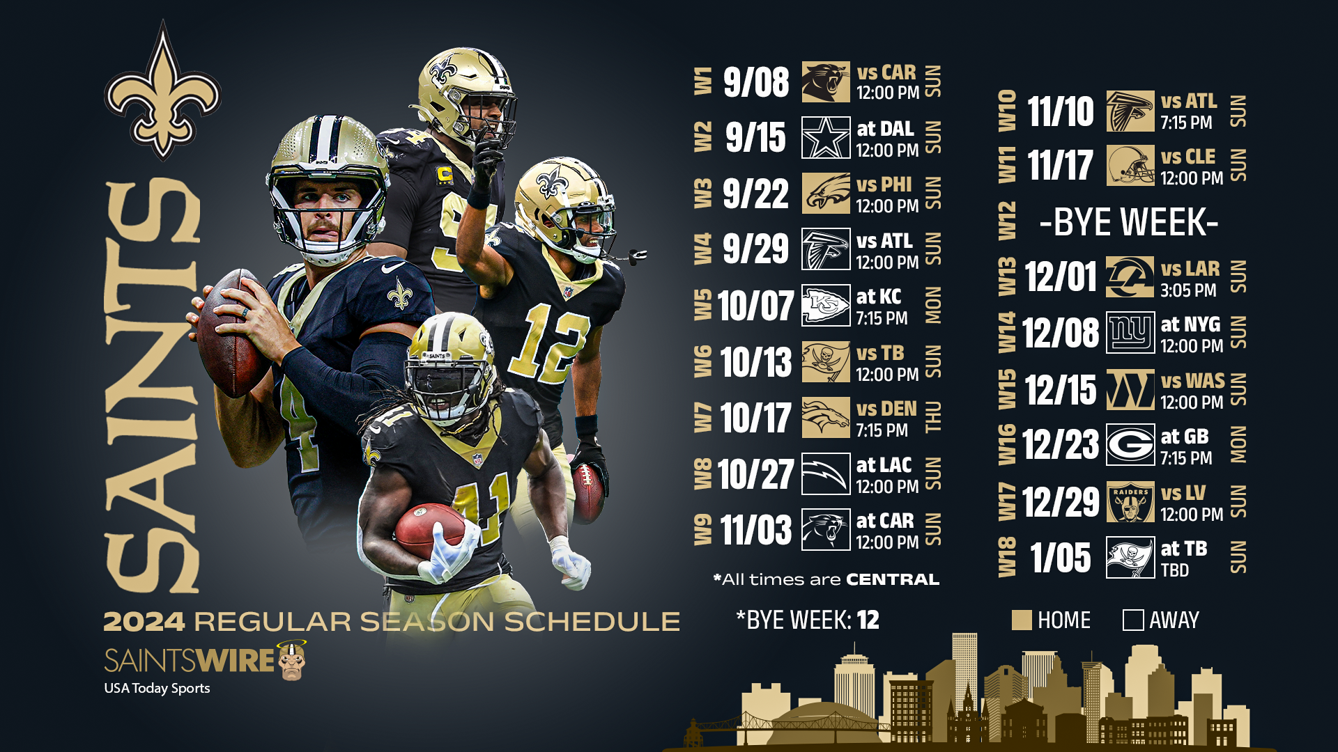 Here Is Our Downloadable New Orleans Saints 2024 Schedule