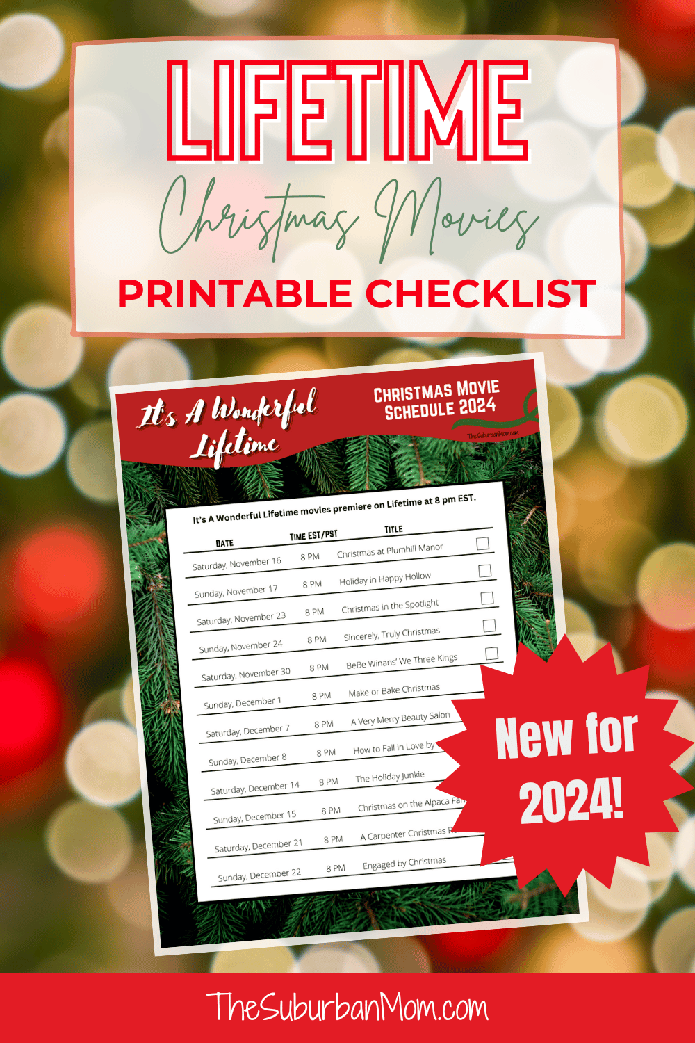 Lifetime Christmas Movie 2024 Schedule Checklist Free Printable TheSuburbanMom
