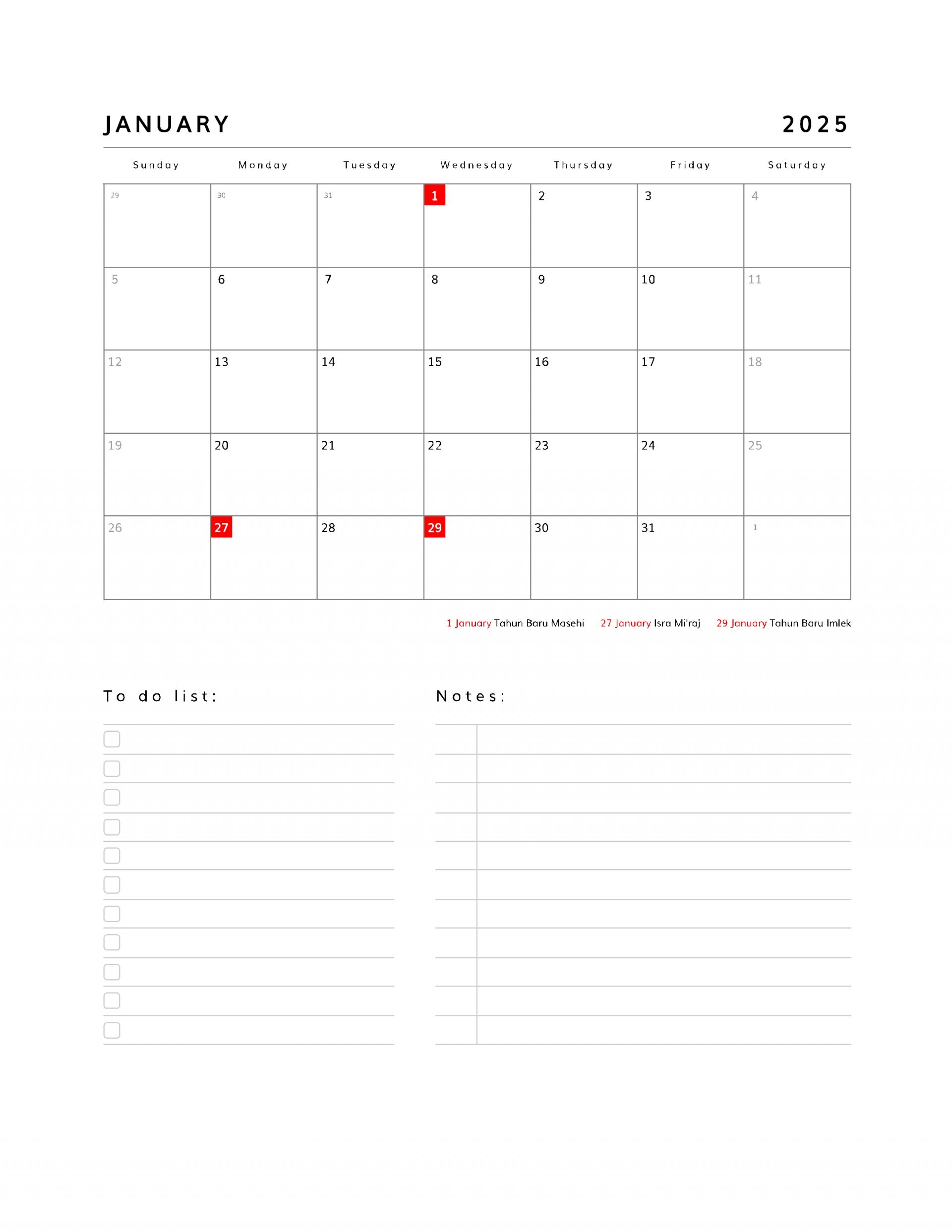 Printable Monthly Schedule