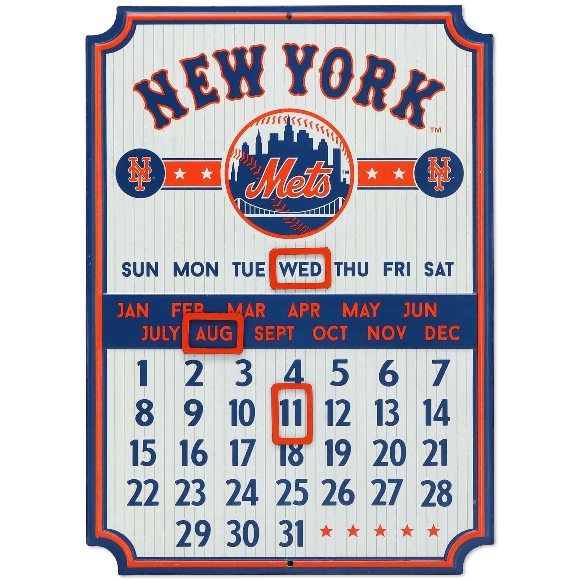 MLB New York Mets Metal Perpetual Wall Calendar With Magnets 10 X 14 In Walmart Business Supplies