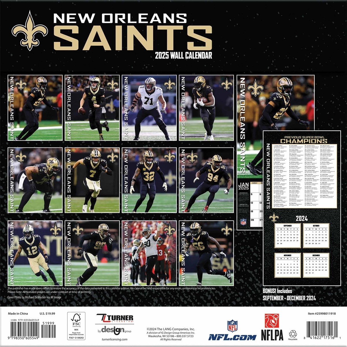 New Orleans Saints NFL Calendar 2025