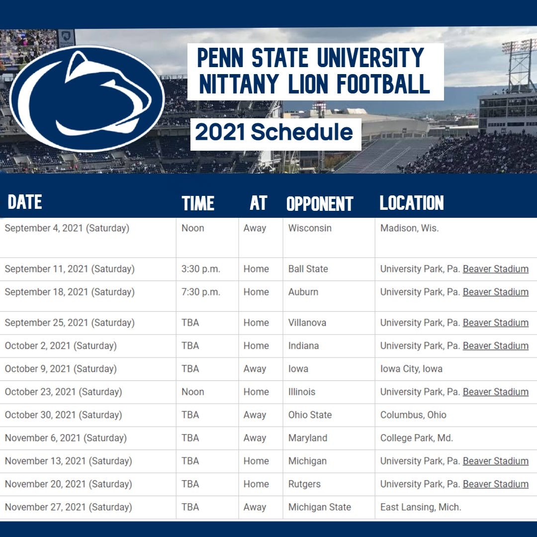 Penn State Schedule Sales