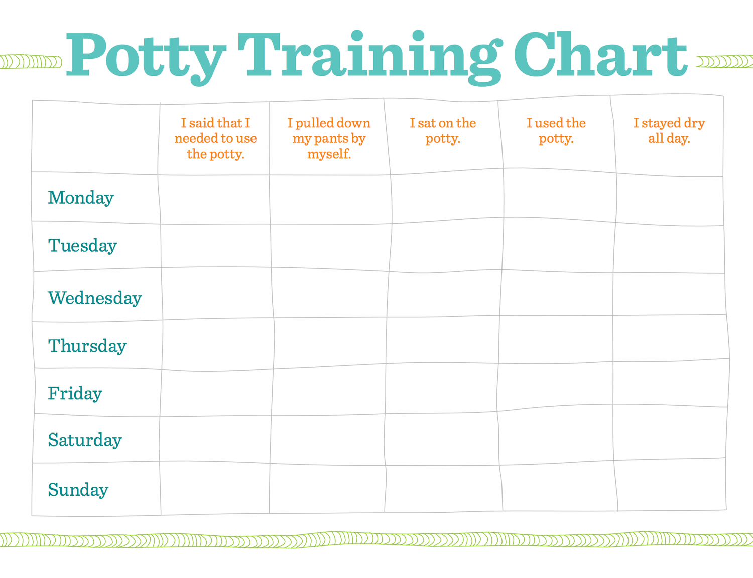 Printable Potty Training Schedule