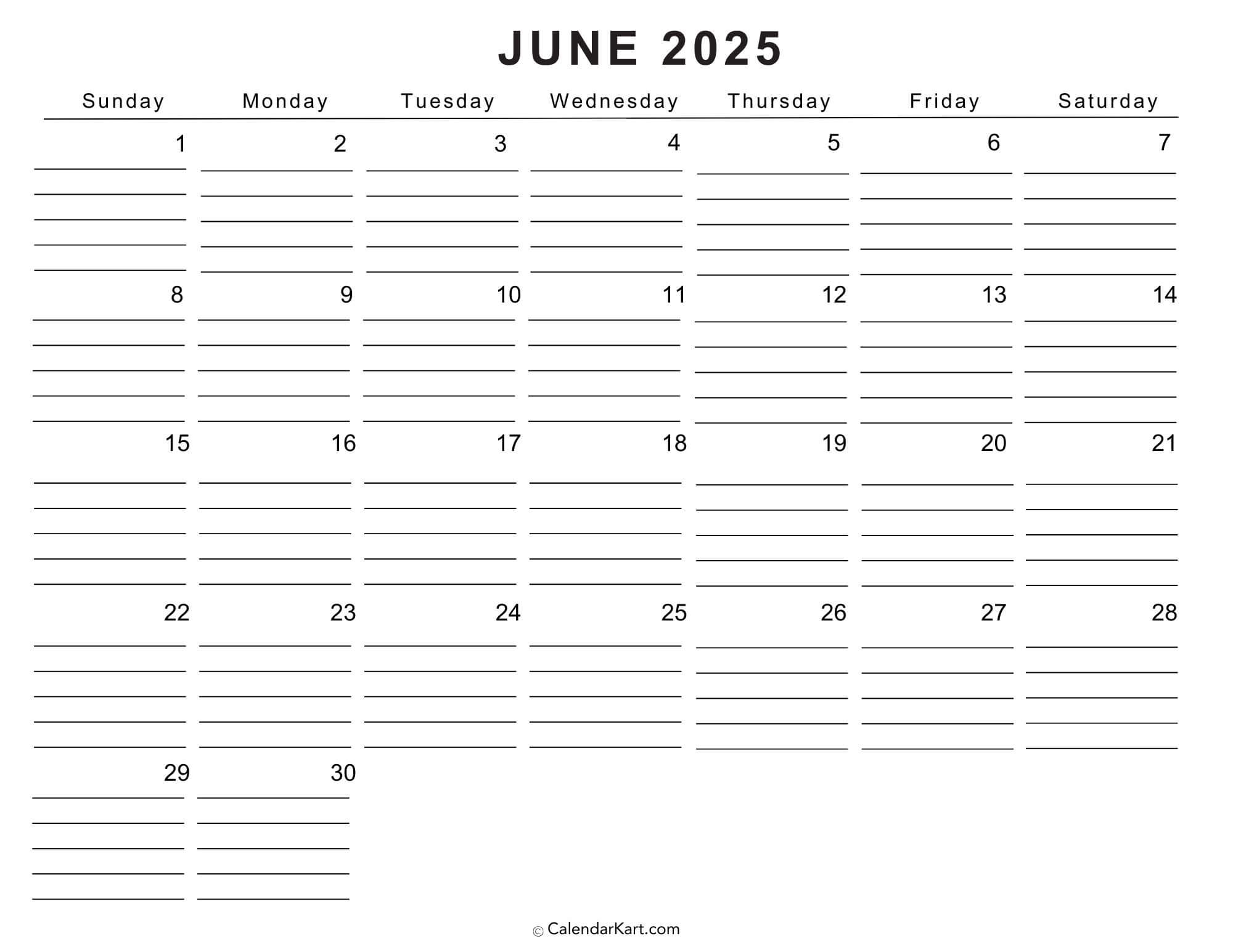 June Schedule Printable