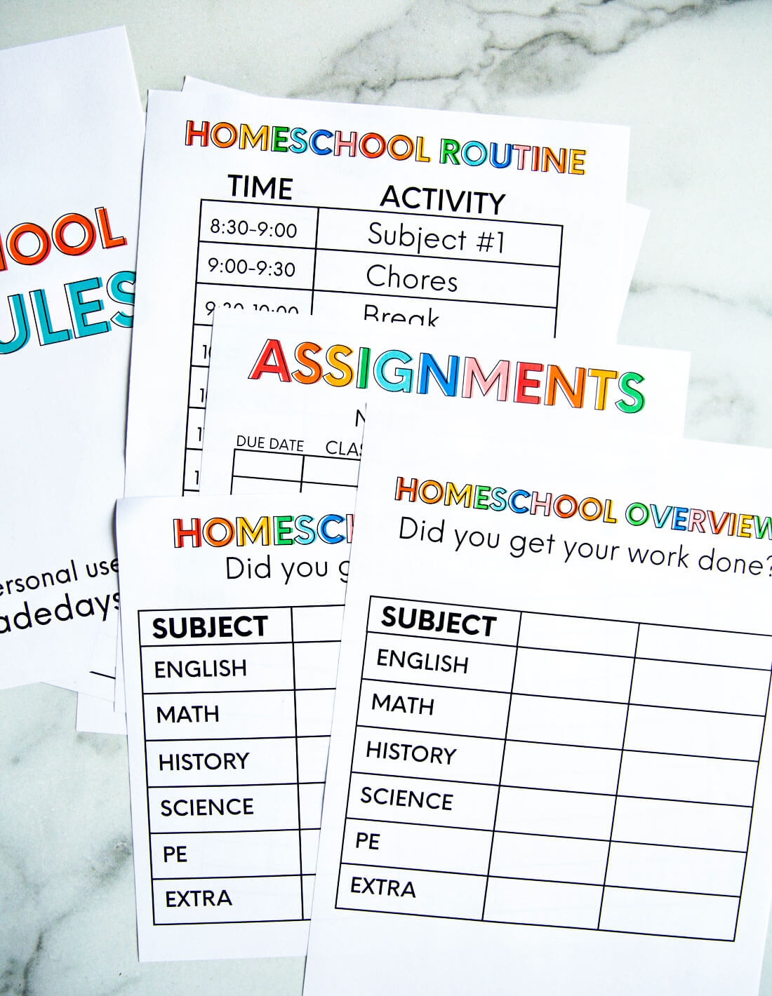 Homeschool Schedule Printable