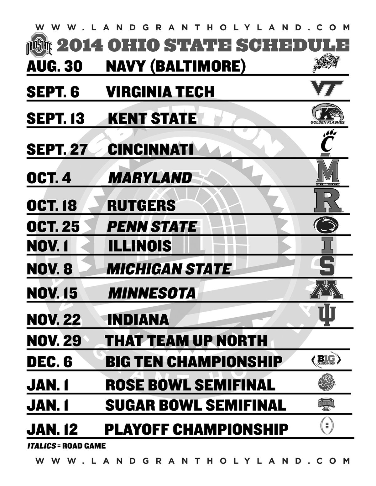 Ohio State Football Schedule 2025 Printable