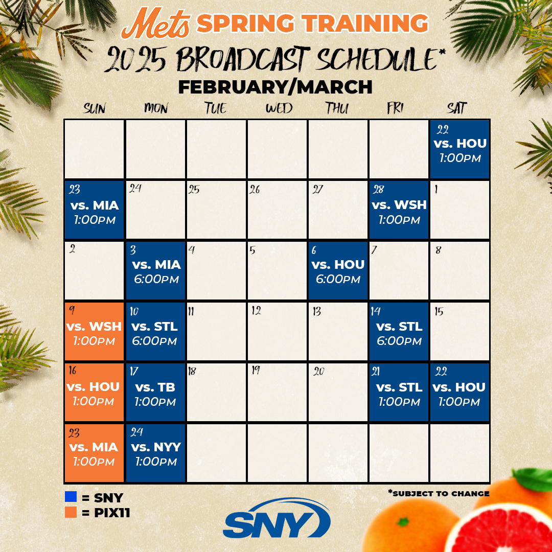 SNY s 2025 Mets Spring Training Broadcast Schedule
