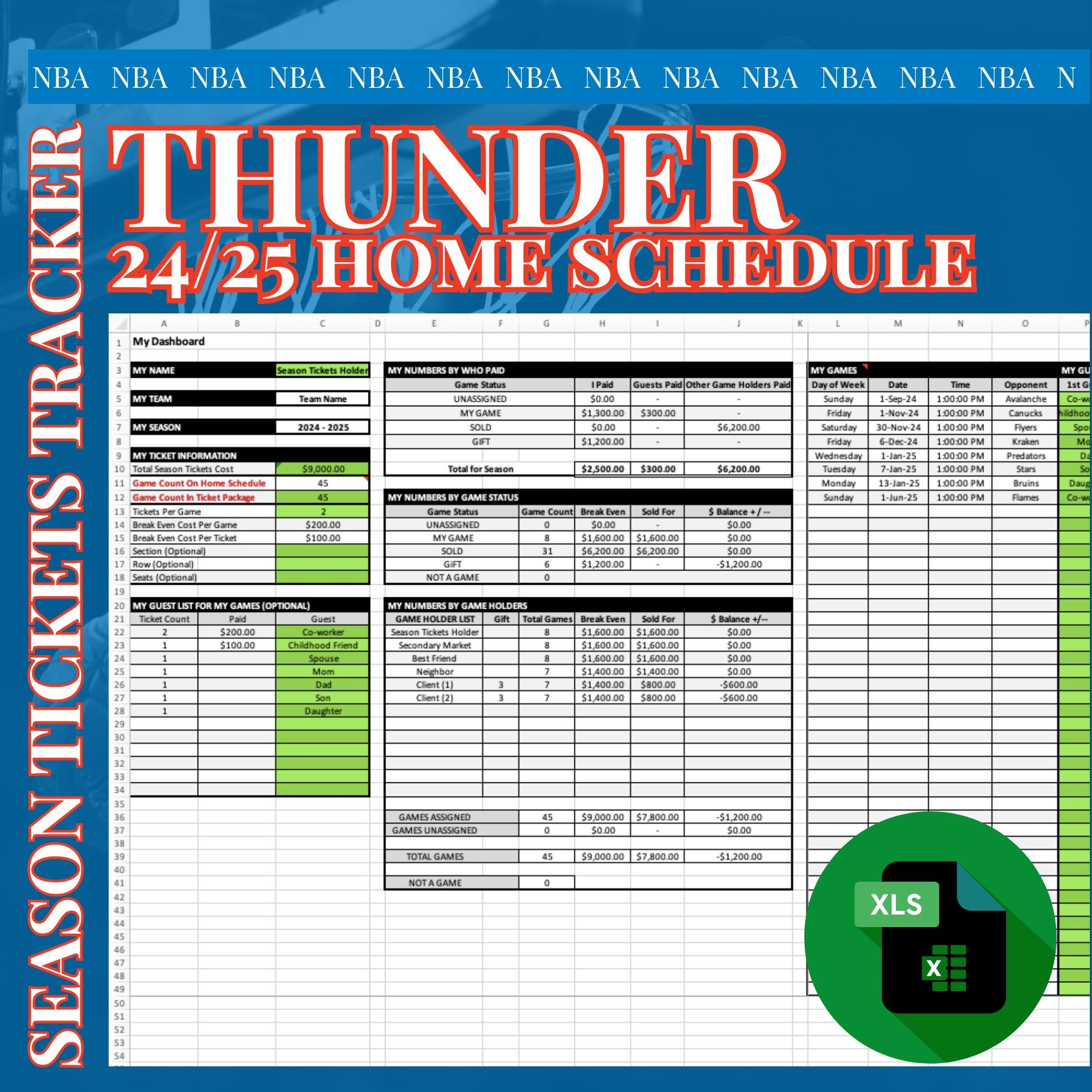 Thunder Schedule Season Tickets Tracker 2024 25 Etsy Canada
