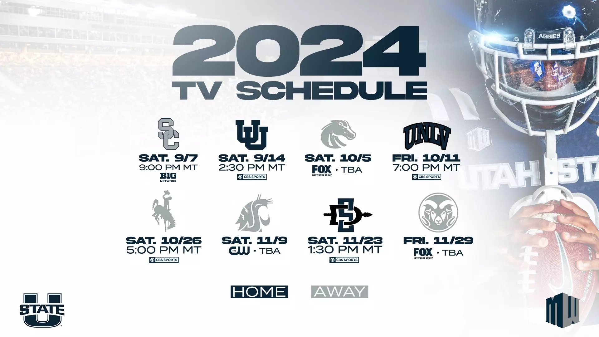 Utah State Football Selected For Eight Nationally Televised Games In 2024 Including Two Friday Telecasts Utah State University Athletics