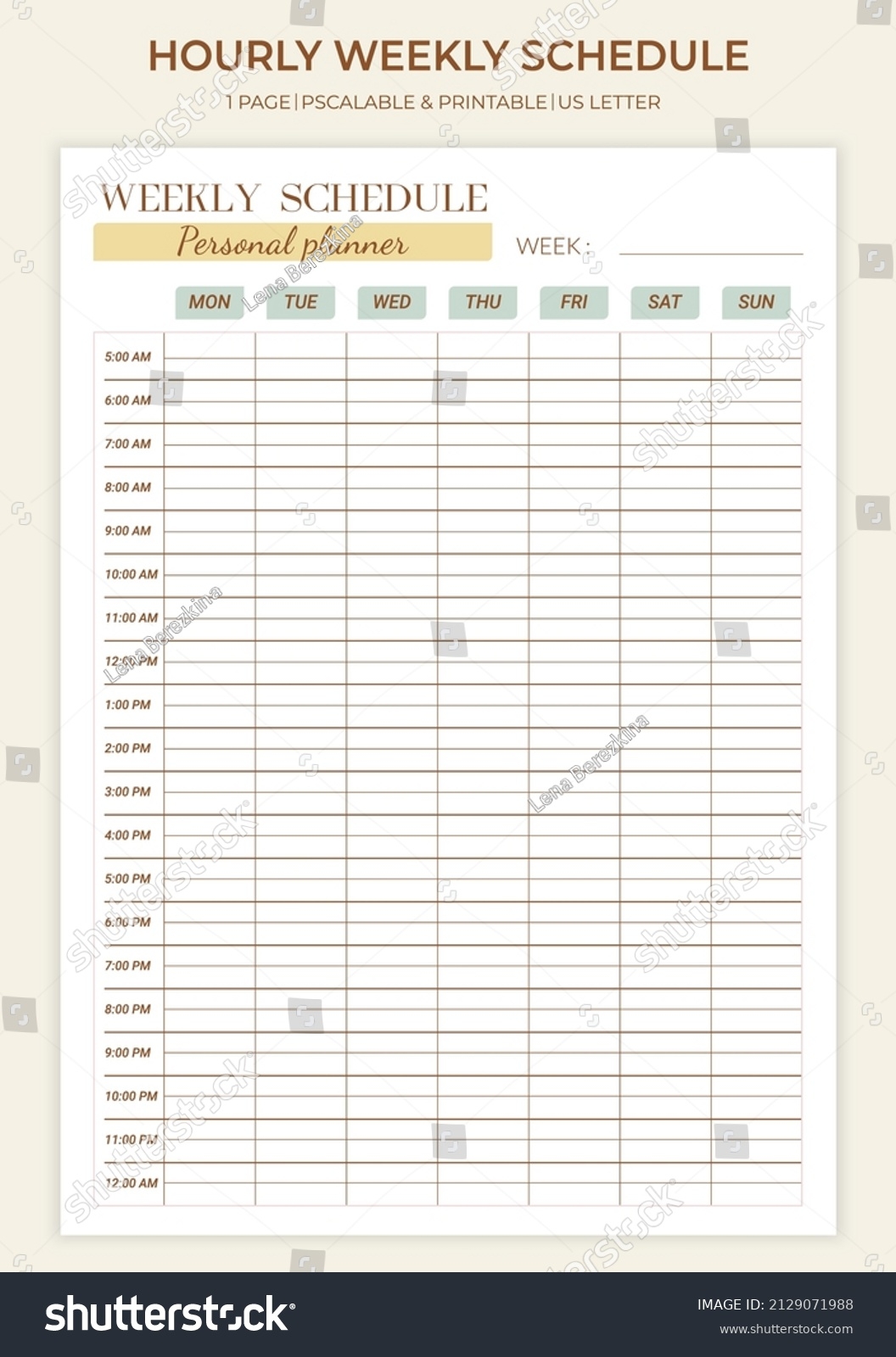Printable Weekly Schedule With Hours
