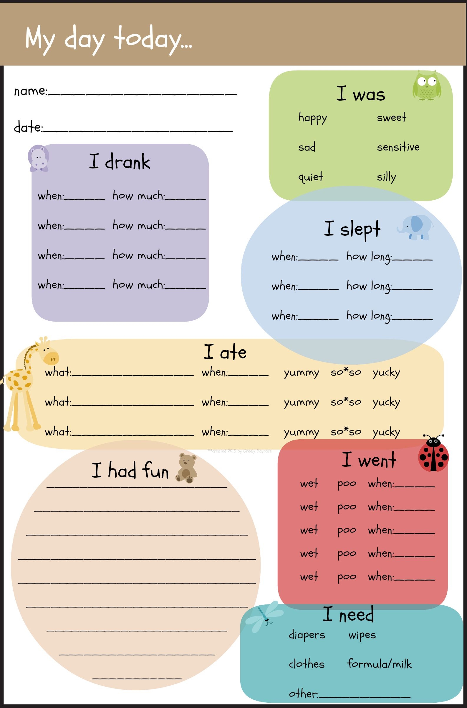 10 Infant Daily Report Ideas Home Daycare Starting A Daycare Home Day Care