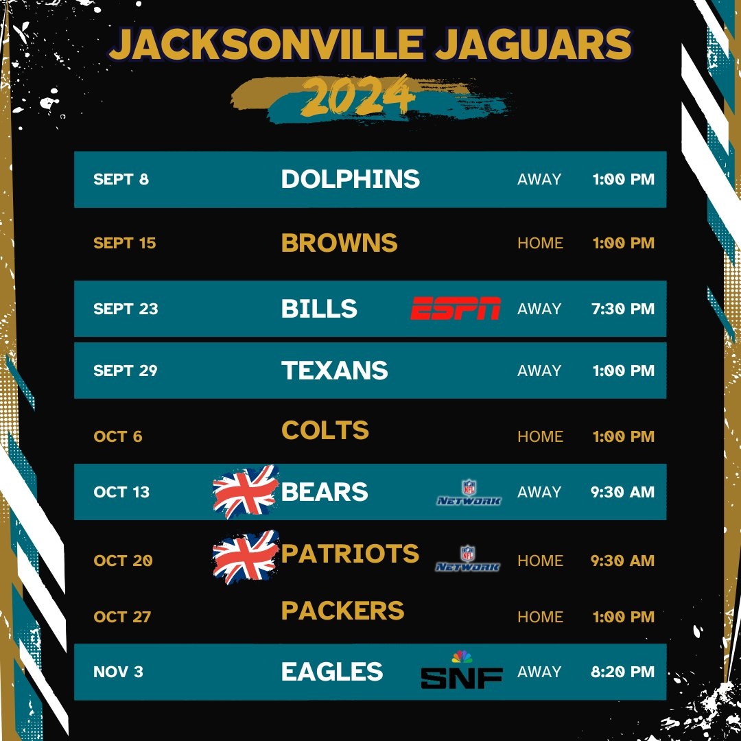 1010 XL 92 5 FM On X PRESENTING Jaguars 2024 Regular Season Schedule Https t co GGxxpkr2Ug Https t co 0vpWfxN9m9 X