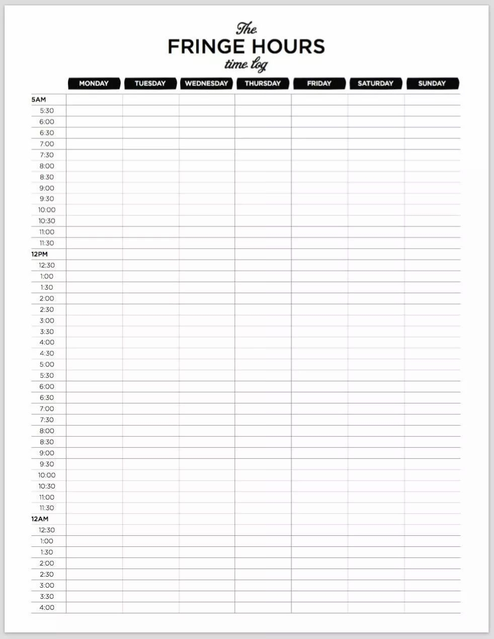 Daily Time Schedule Printable Pdf Free
