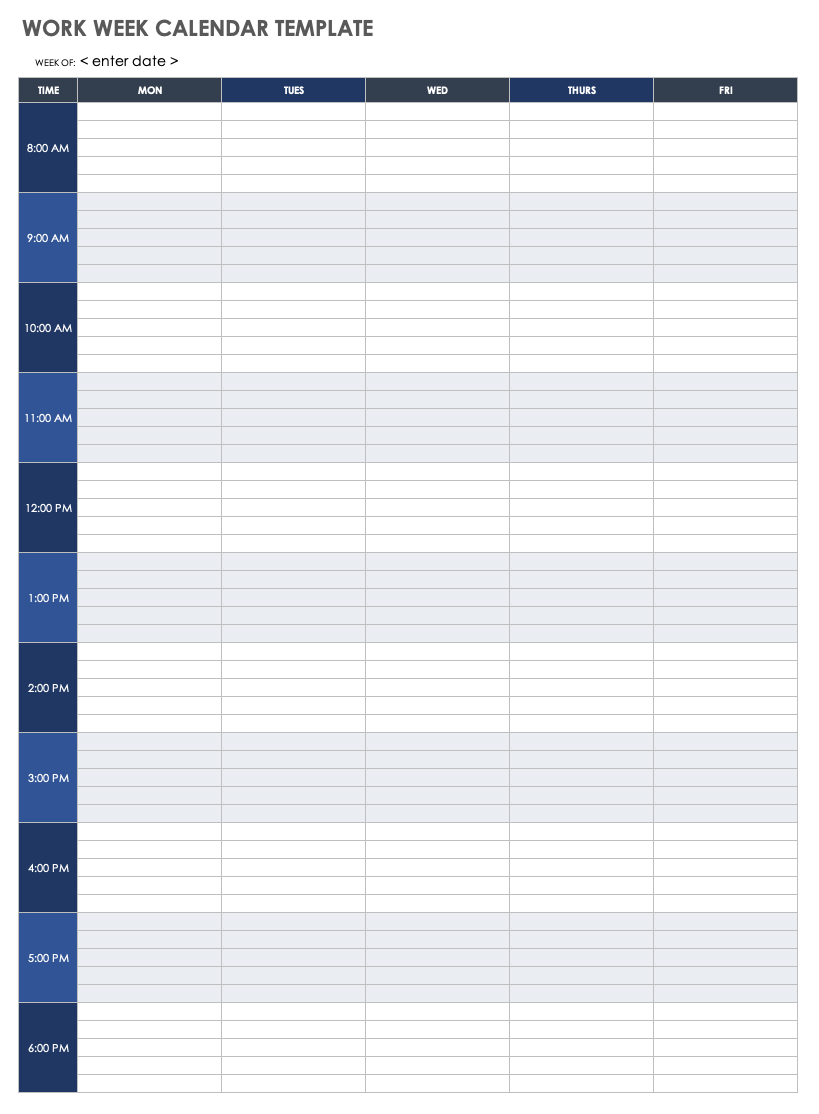15 Free Weekly Calendar Templates Smartsheet Worksheets Library