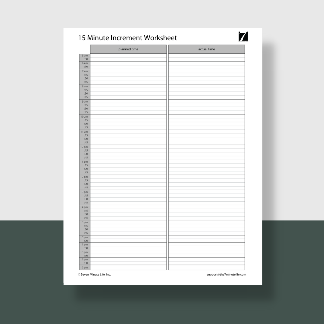 Printable Schedule 15 Minute Increments