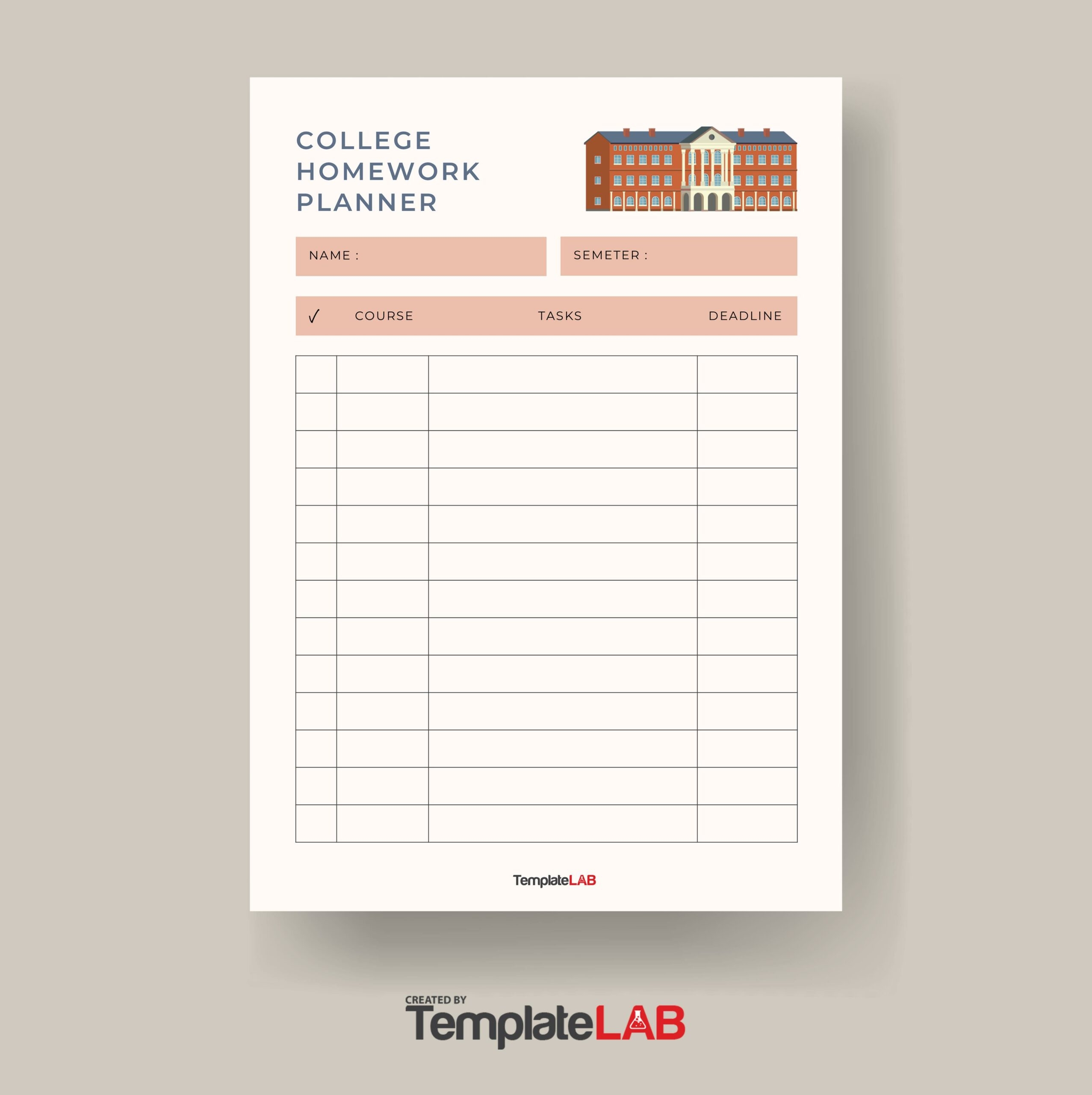 Printable Homework Schedule Template