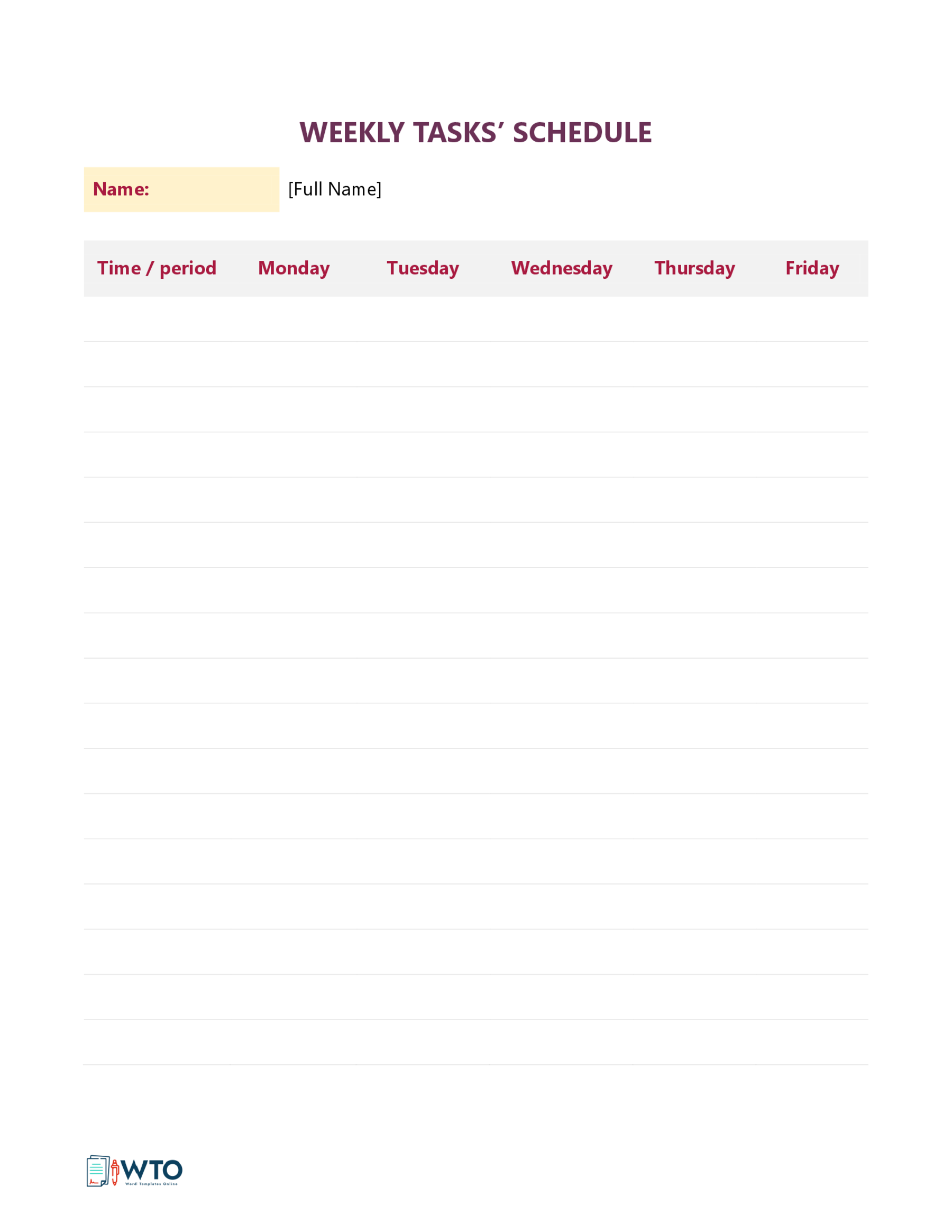 Free Printable Blank Schedule Template