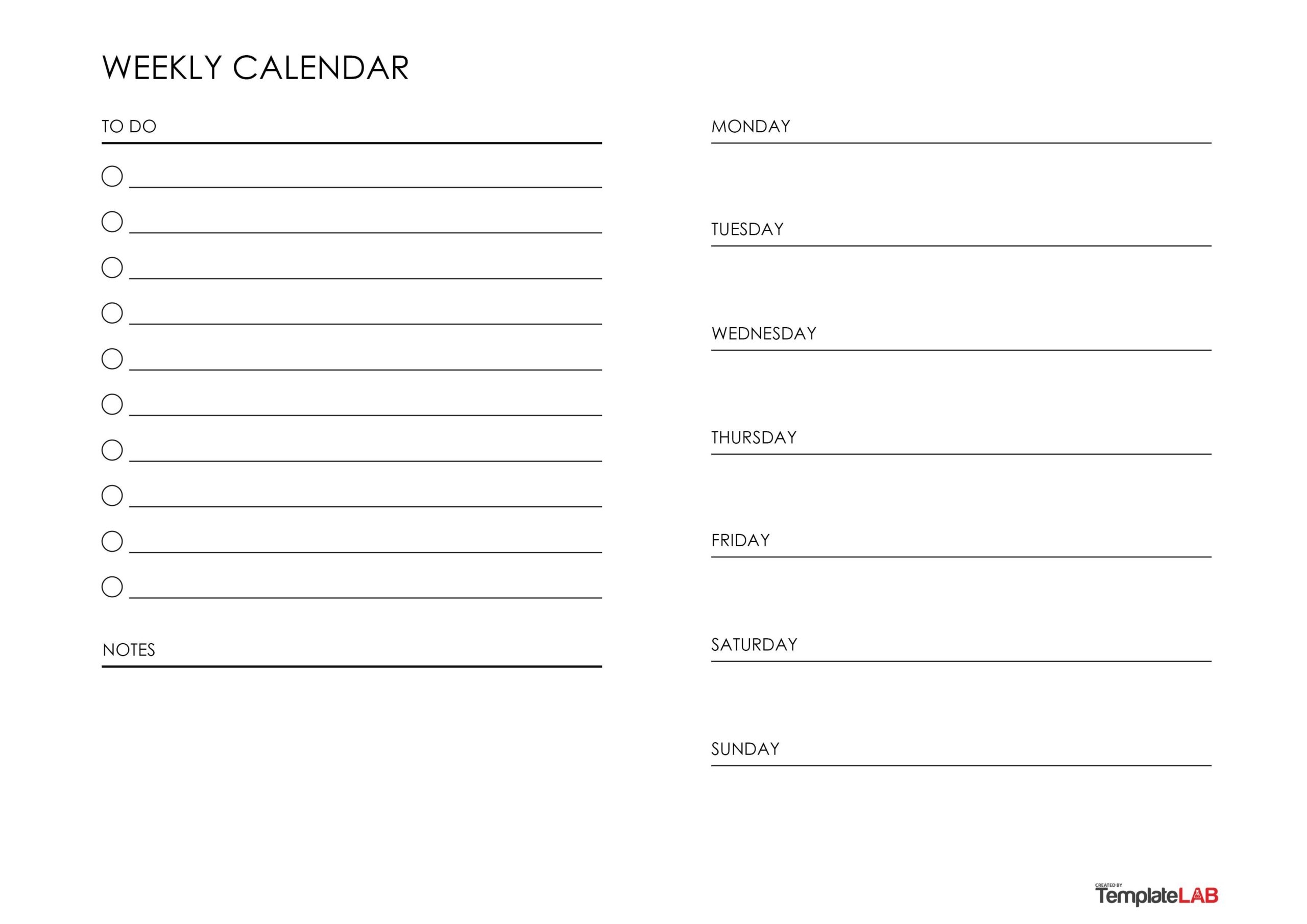 19 Free Weekly Calendar Templates Word Excel PDF 