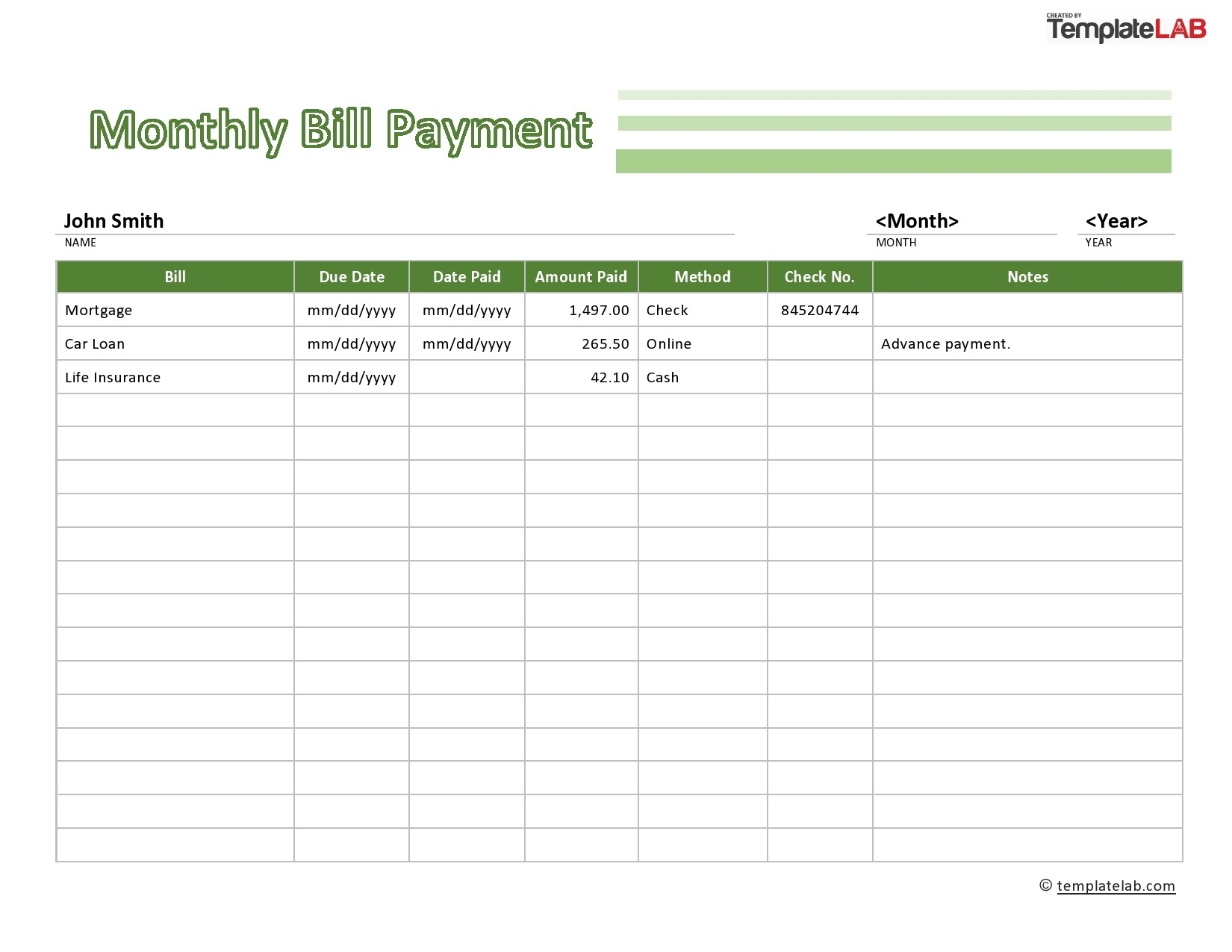 Free Printable Payment Schedule Template