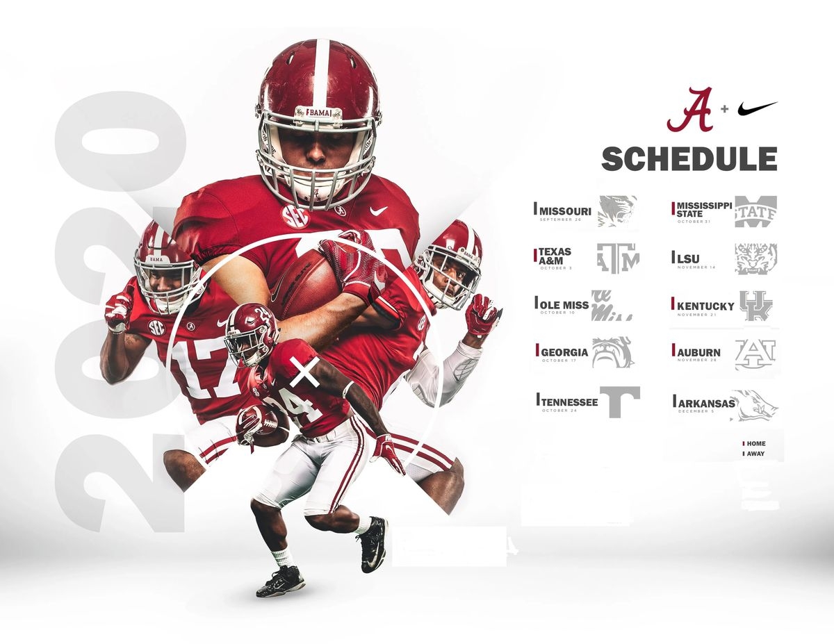2020 Alabama Football 2020 Printable Wallpaper Schedule Roll Bama Roll