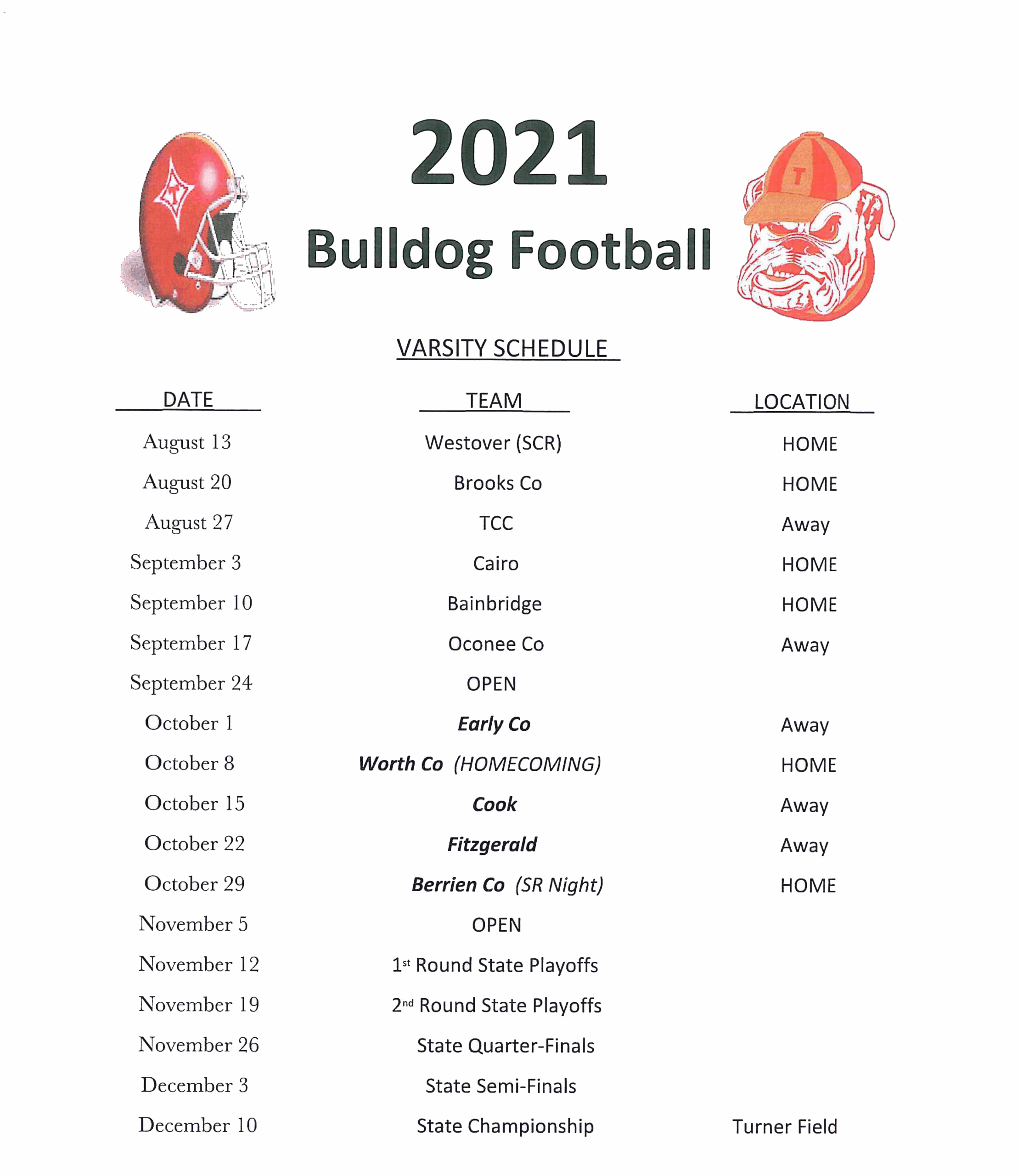 2021 Thomasville Bulldog Football Season Thomasville High School