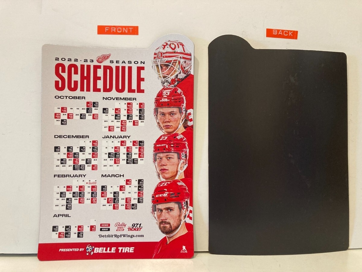 2022 23 DETROIT RED WINGS MAGNET SCHEDULE 6 X 9 FOUR PLAYERS PICTURED NEW EBay