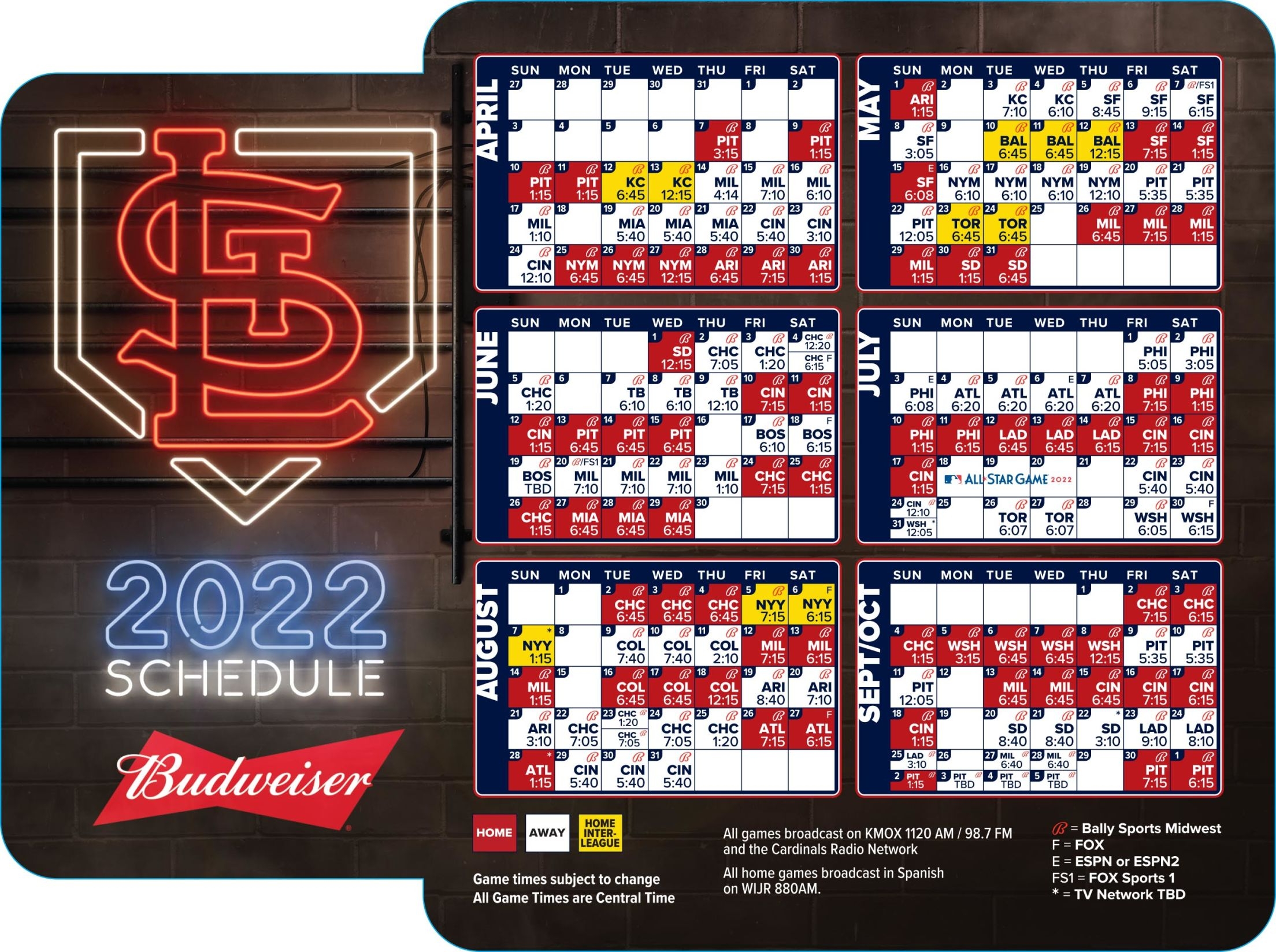 St Louis Cardinals Printable Schedule