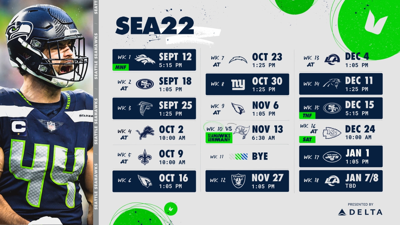 2022 Seattle Seahawks Schedule Complete Schedule Dates Times Worksheets Library