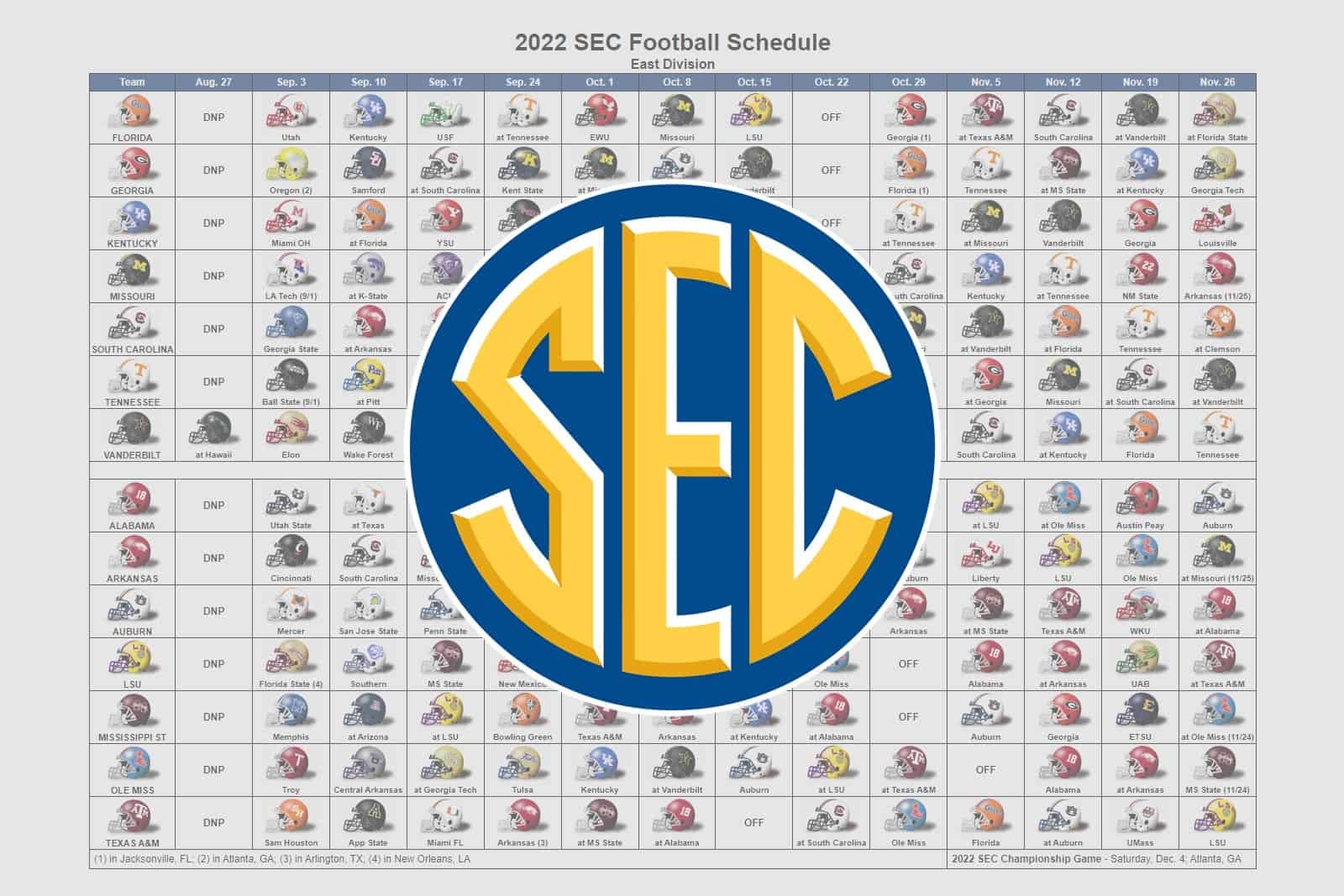 Sec Helmet Schedule 2025 Printable