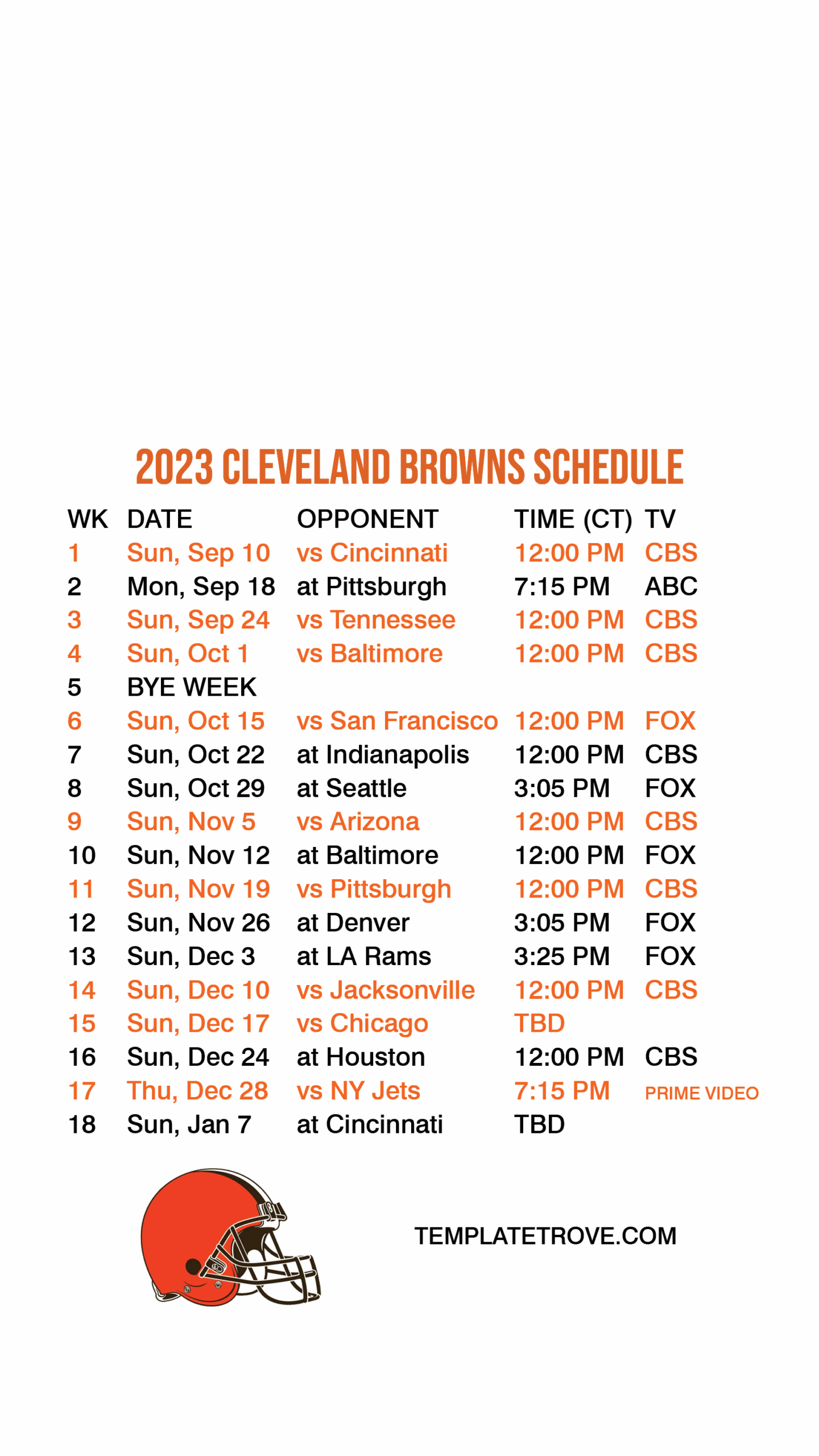 2023 2024 Cleveland Browns Lock Screen Schedule For IPhone 6 7 8 Plus
