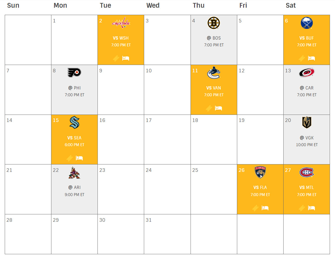 2023 24 Schedule By Month January PensBurgh