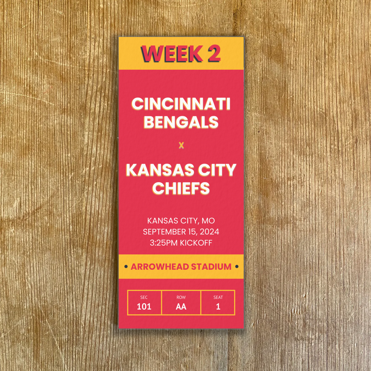 2024 Kansas City Chiefs Football Commemorative Custom Ticket Stub Any Seat Game EBay